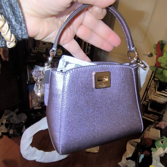 Kate Spade Phoebe Metallic Lilac Mini Top Handle Crossbody Bag - Picture 2 of 11